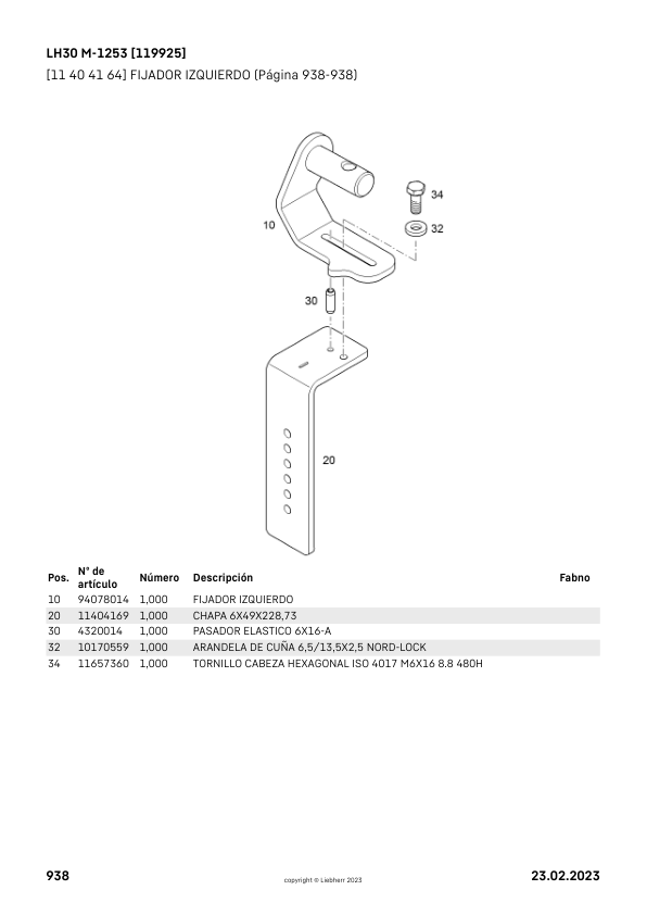 Liebherr LH 30 M-1253 Material Handler Parts Catalog SN 119925 - Image 13