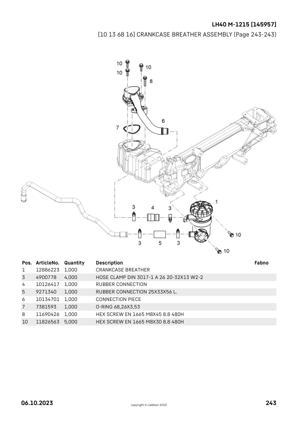 Liebherr LH 40 M-1215 Material Handler Parts Catalog SN 145957 - Image 9