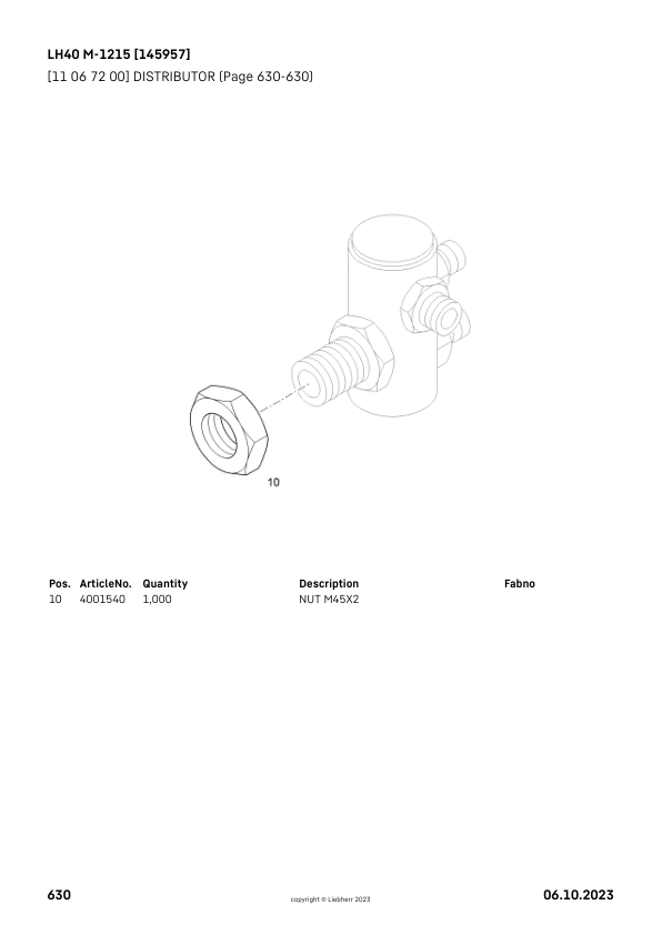 Liebherr LH 40 M-1215 Material Handler Parts Catalog SN 145957 - Image 11