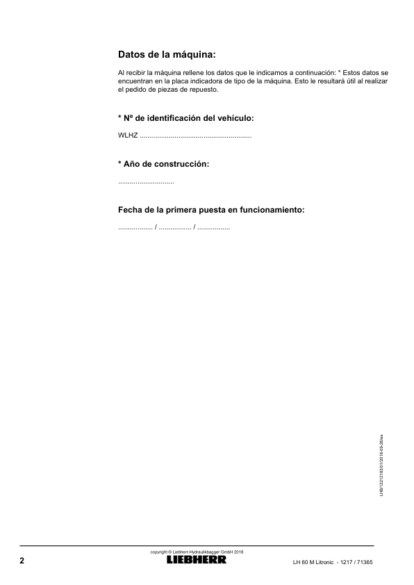 Liebherr LH 60M Litronic 1217 Material Handler Operators Manual SN 71365 ES - Image 3