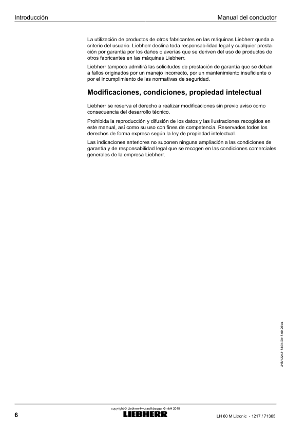 Liebherr LH 60M Litronic 1217 Material Handler Operators Manual SN 71365 ES - Image 6