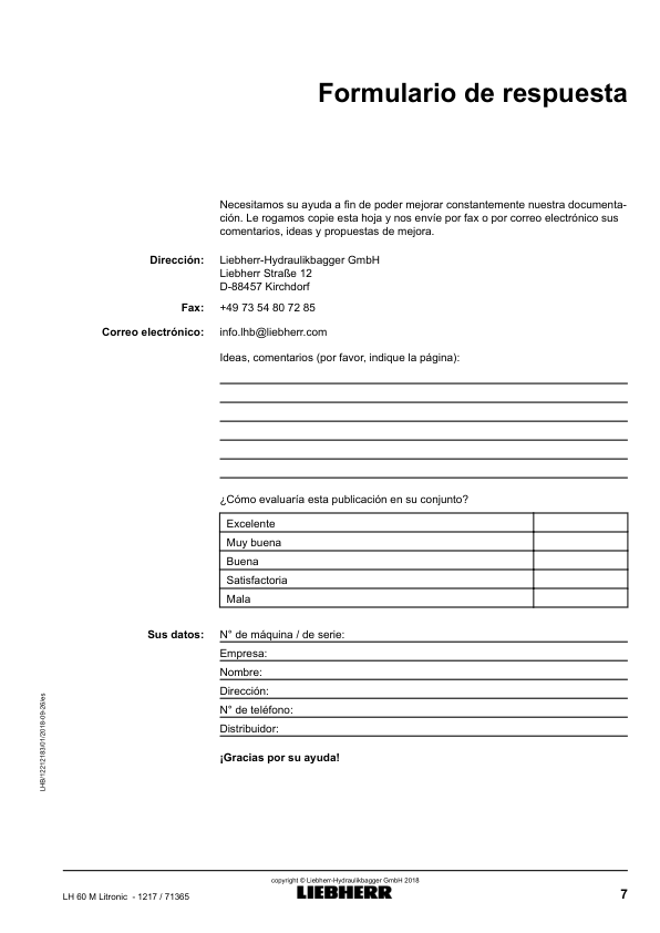 Liebherr LH 60M Litronic 1217 Material Handler Operators Manual SN 71365 ES - Image 7