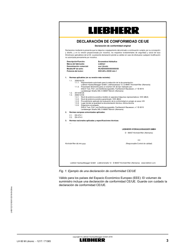Liebherr LH 60M Litronic 1217 Material Handler Operators Manual SN 71365 ES - Image 4