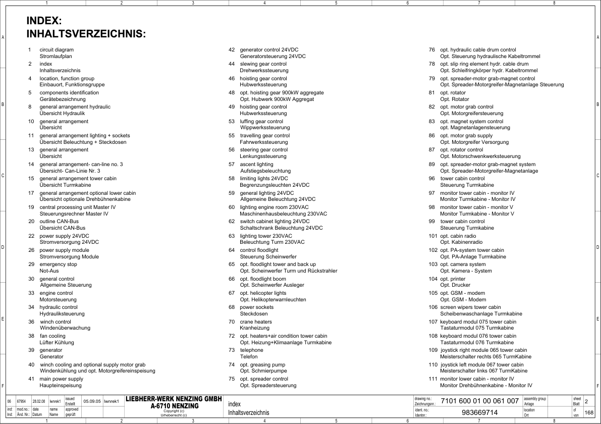 Liebherr LHM 320 400 500 2A Crane Electrical Schematics Service Manual - Image 3