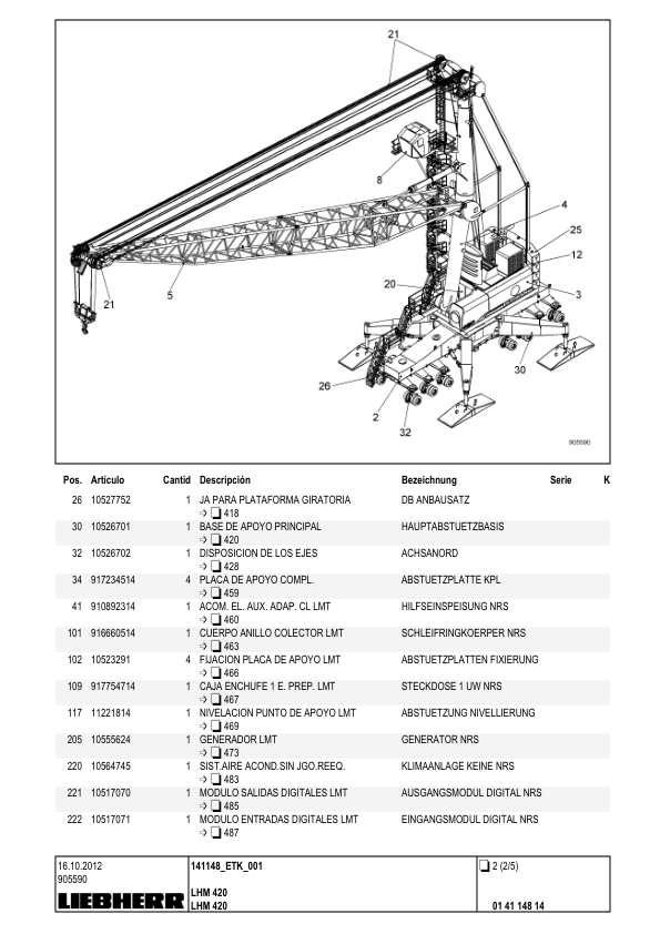 Liebherr LHM 420 Crane Parts Catalog SN 141148 - Image 9