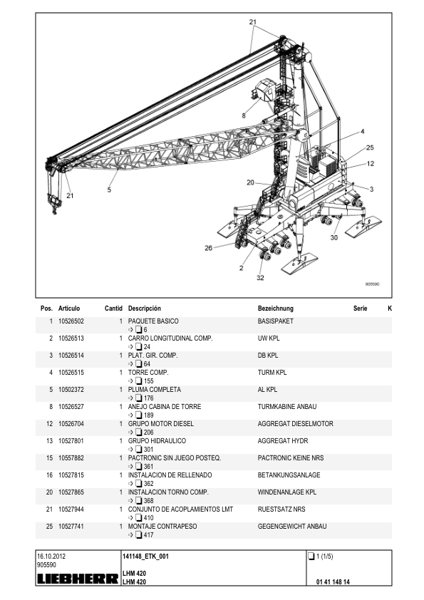 Liebherr LHM 420 Crane Parts Catalog SN 141148 - Image 8