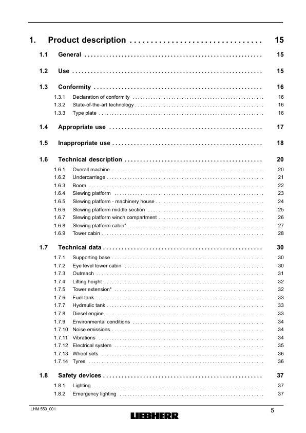 Liebherr LHM 550 Crane Operators Manual SN 141044 - Image 12