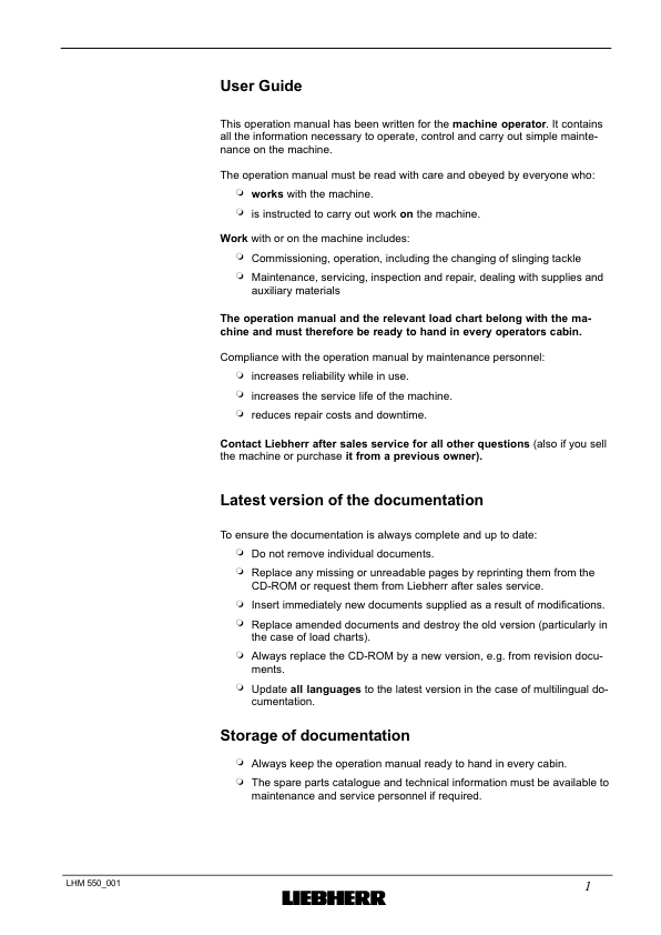 Liebherr LHM 550 Crane Operators Manual SN 141044 - Image 8