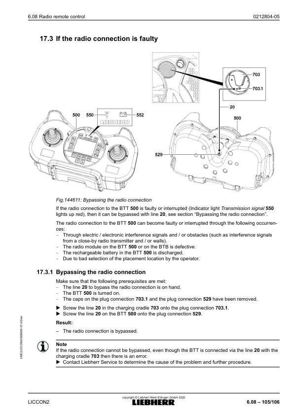 Liebherr LICCON 2 LTM 1120 4.1 Crane Radio Remote Control Operators Manual - Image 14