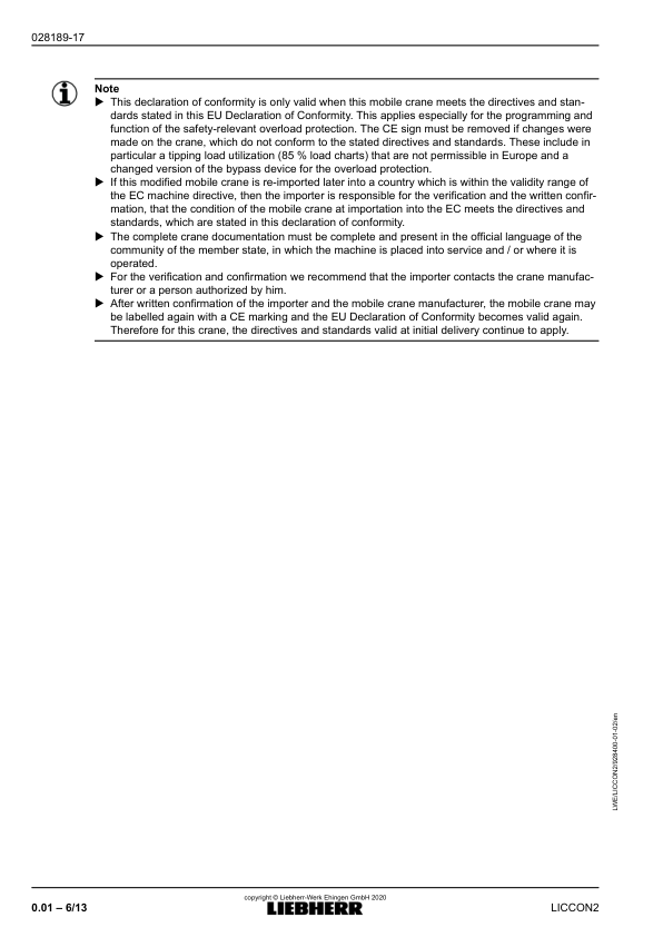Liebherr LICCON 2 LTM 1120 4.1 Crane Radio Remote Control Operators Manual - Image 11