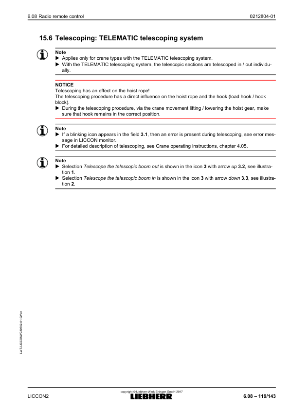 Liebherr LICCON 2 LTM 1130-5.1 Crane Radio Remote Control Operators Manual - Image 11