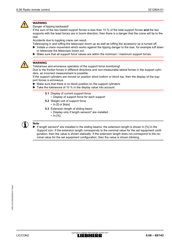 Liebherr LICCON 2 LTM 1130-5.1 Crane Radio Remote Control Operators Manual - Image 15