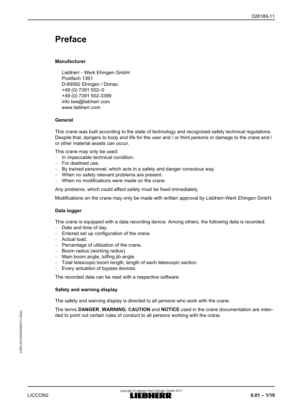 Liebherr LICCON 2 LTM 1130-5.1 Crane Radio Remote Control Operators Manual - Image 3