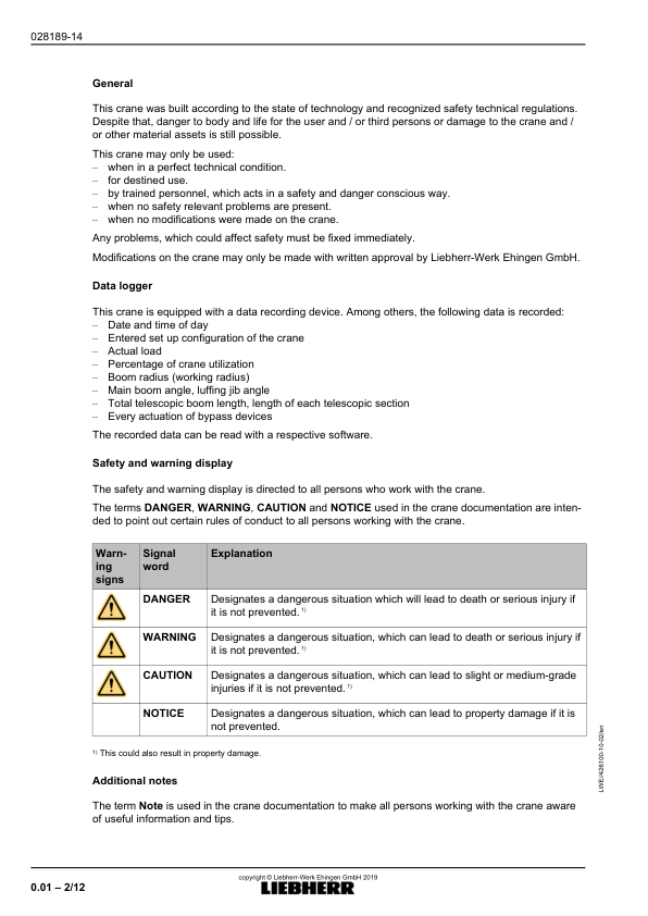 Liebherr LR 1750S Crane Load Chart Operators Manual SN 074726 - Image 8