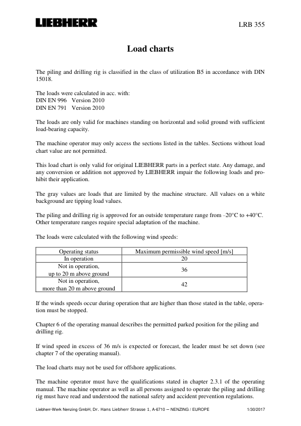 Liebherr LRB 355.1 Crane Operators Manual SN 111682 - Image 6