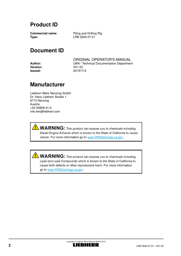 Liebherr LRB 355.1 Crane Operators Manual SN 111682 - Image 5
