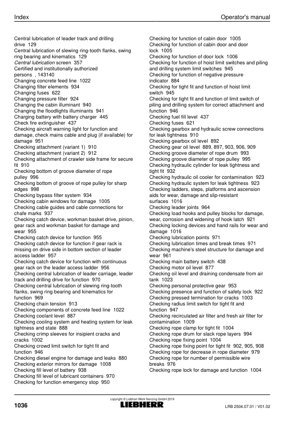 Liebherr LRB 355.1 Crane Operators Manual SN 111682 - Image 13