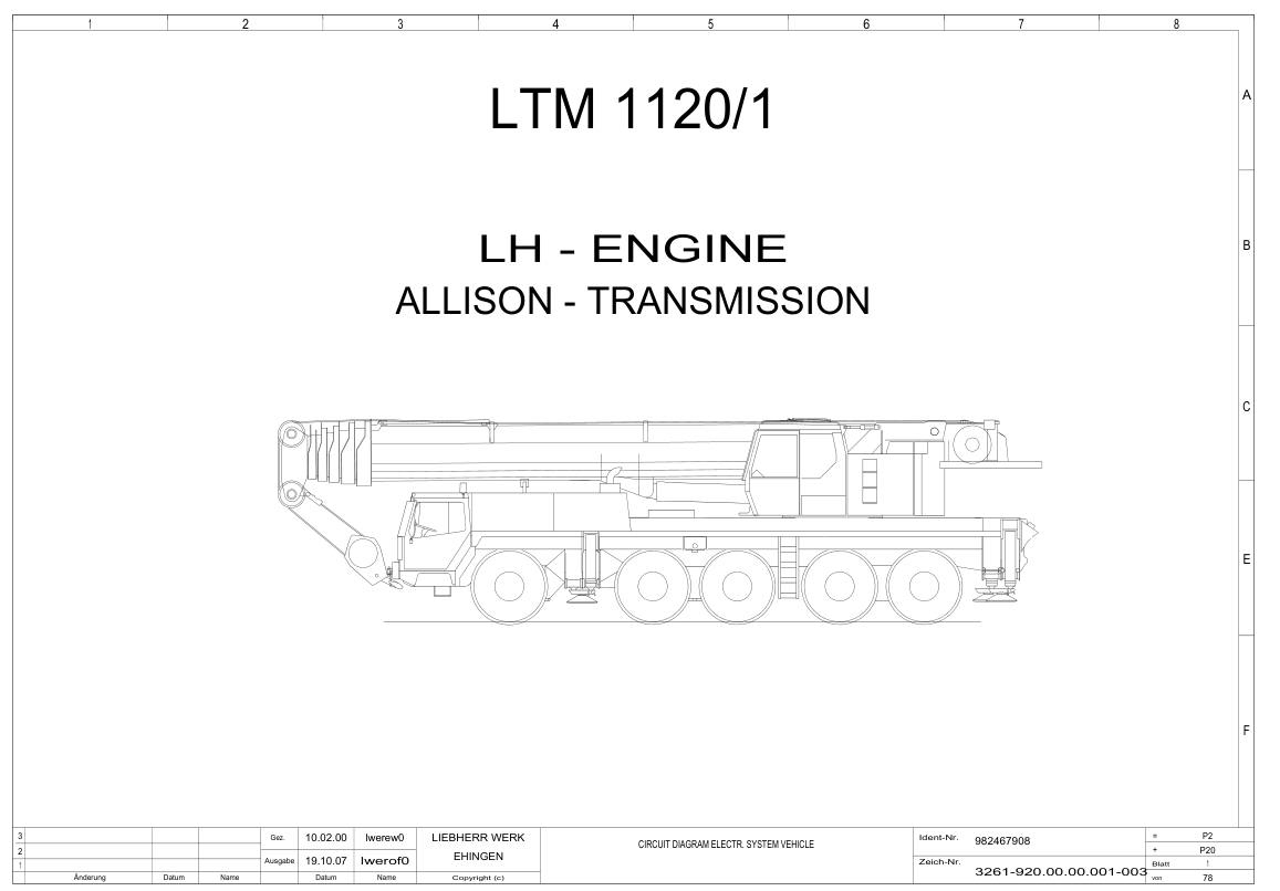 Liebherr LT 1120-1 Crane Electrical Schematics Service Manual - Image 2