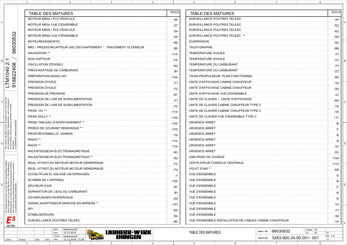 Liebherr LTM 1030 1040 2.1 Crane Electrical Schematics Service Manual - Image 13