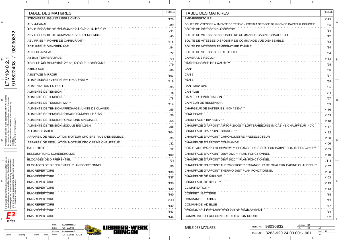Liebherr LTM 1030 1040 2.1 Crane Electrical Schematics Service Manual - Image 3