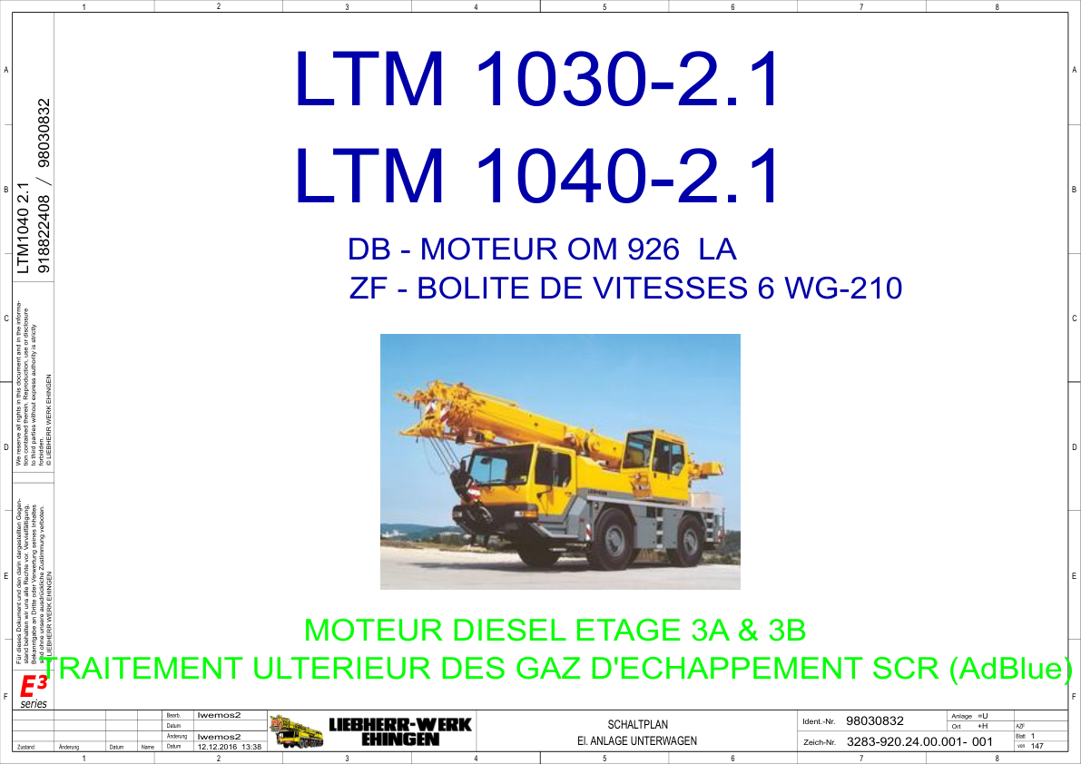 Liebherr LTM 1030 1040 2.1 Crane Electrical Schematics Service Manual - Image 2