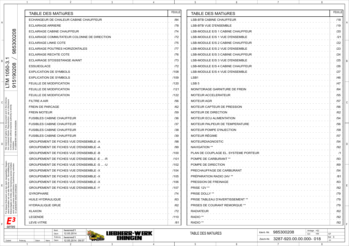Liebherr LTM 1050 3.1 Crane Electrical Schematics Service Manual - Image 5