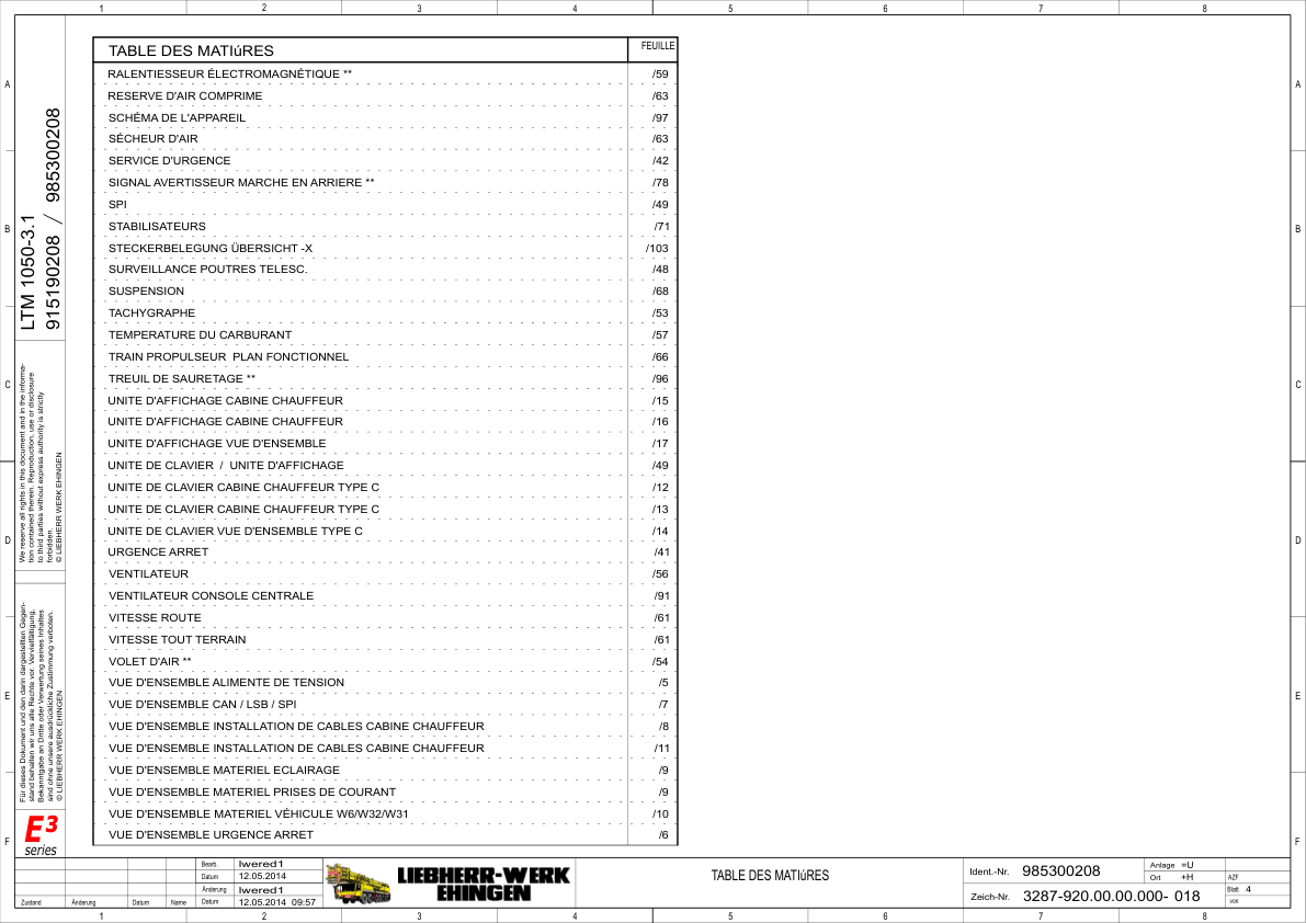 Liebherr LTM 1050 3.1 Crane Electrical Schematics Service Manual - Image 6