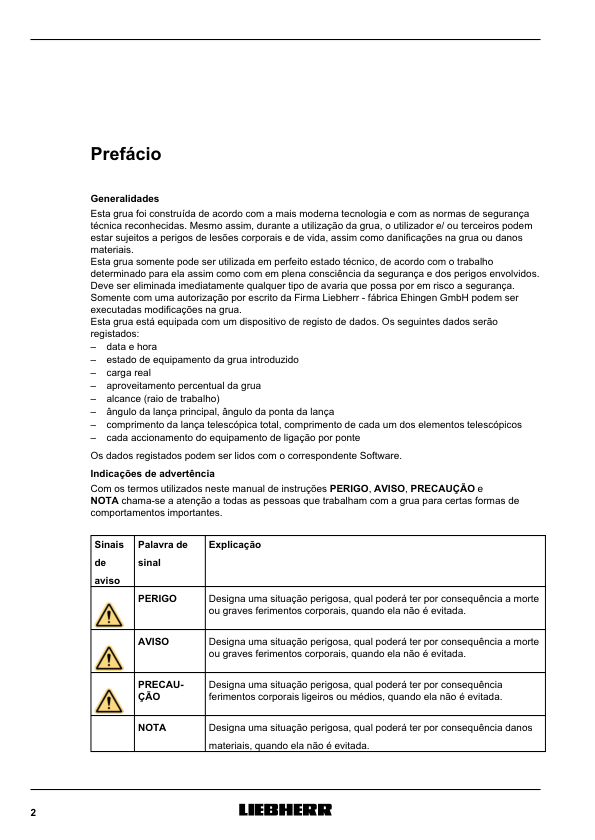 Liebherr LTM 1090-4.1 Crane Operators Manual PT v20700-01-14 - Image 3