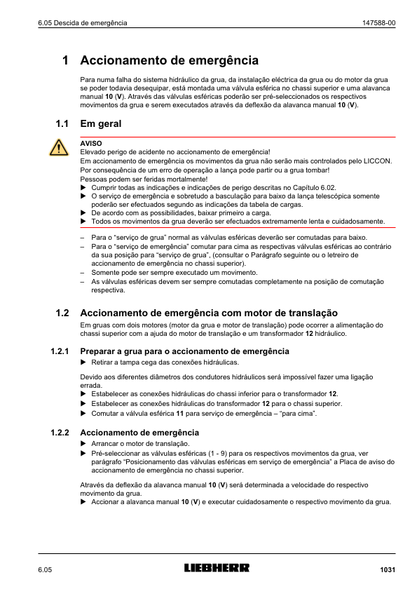 Liebherr LTM 1100-4.2 Crane Operators Manual PT - Image 8