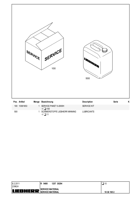 Liebherr R9400 1257 Excavator Parts Catalog SN 30294 - Image 3