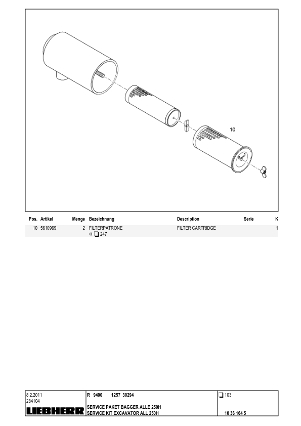 Liebherr R9400 1257 Excavator Parts Catalog SN 30294 - Image 10