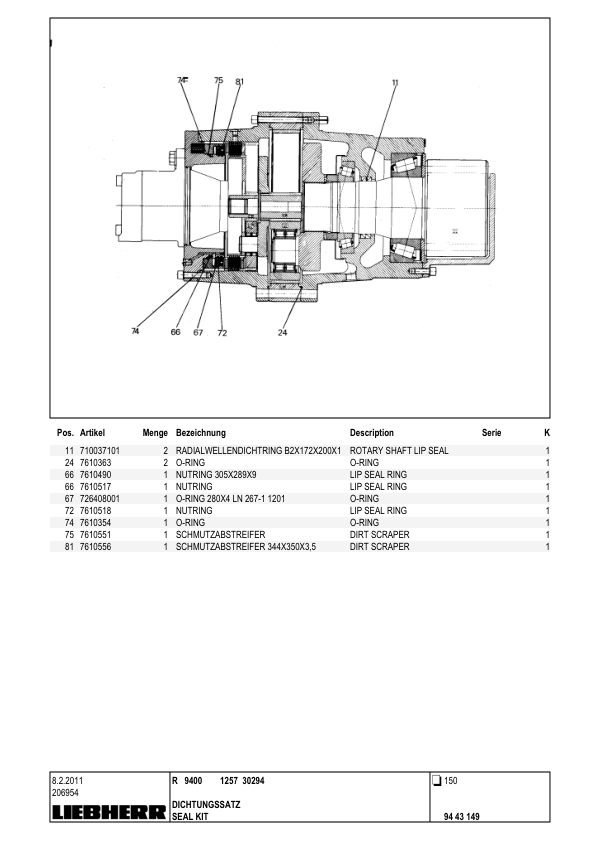 Liebherr R9400 1257 Excavator Parts Catalog SN 30294 - Image 11