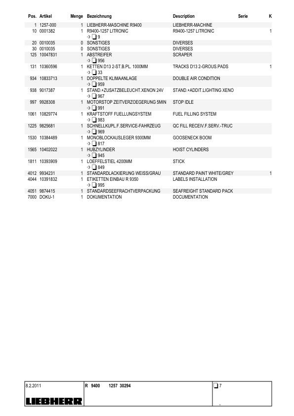 Liebherr R9400 1257 Excavator Parts Catalog SN 30294 - Image 8