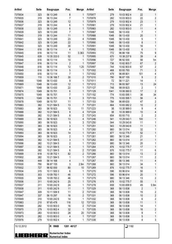 Liebherr R996B 1281 Excavator Parts Catalog SN 46127 - Image 8