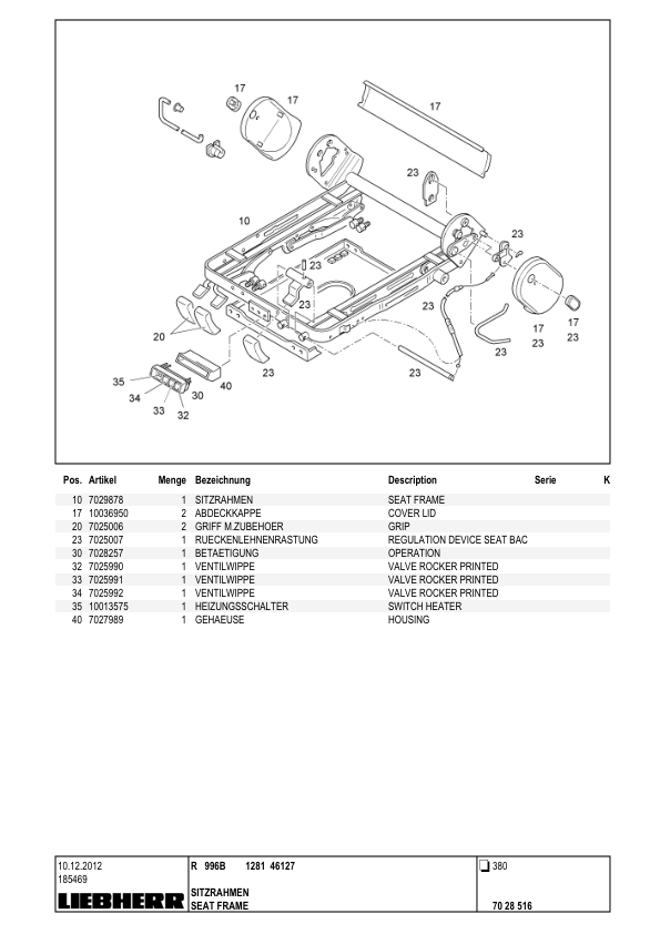 Liebherr R996B 1281 Excavator Parts Catalog SN 46127 - Image 9