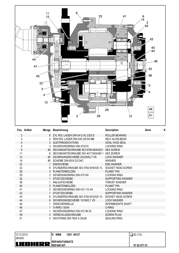 Liebherr R996B 1281 Excavator Parts Catalog SN 46127 - Image 12