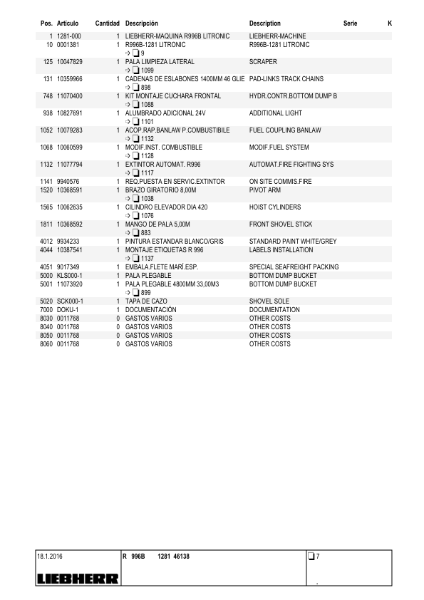 Liebherr R996B 1281 Excavator Parts Catalog SN 46138 - Image 6