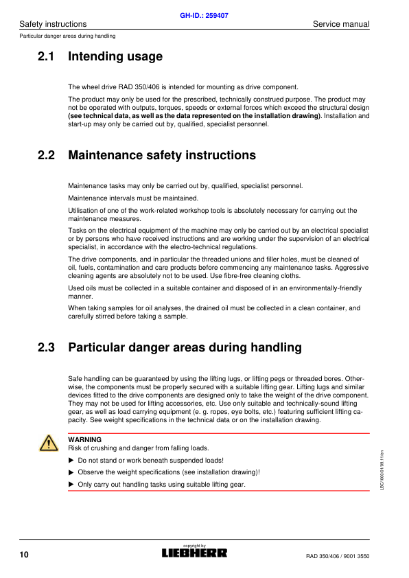 Liebherr RAD 350 406 Wheel Drive Service Manual - Image 3