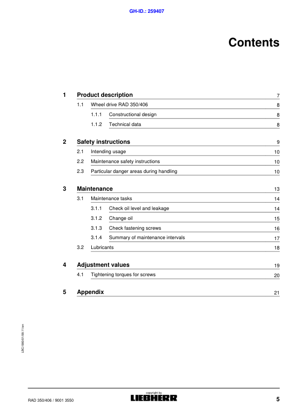 Liebherr RAD 350 406 Wheel Drive Service Manual - Image 7