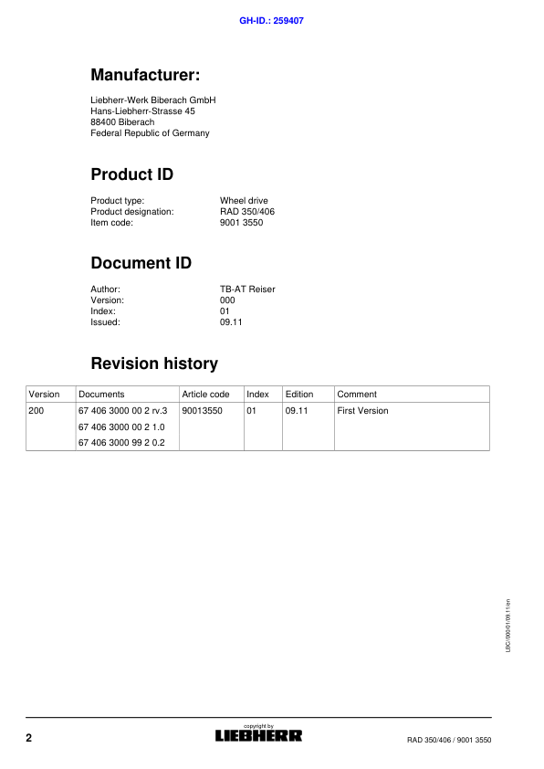 Liebherr RAD 350 406 Wheel Drive Service Manual - Image 4