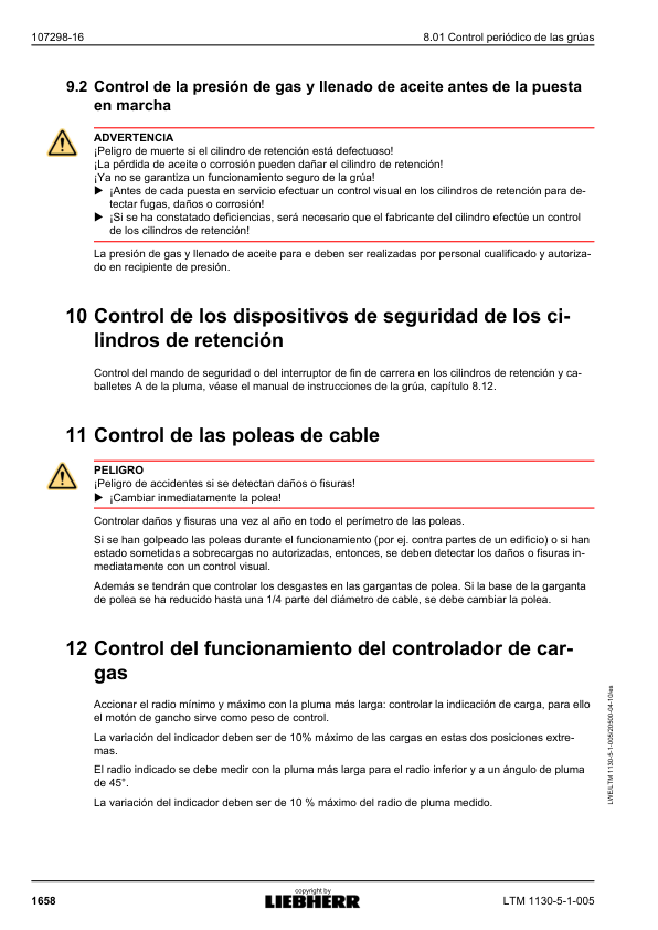 Liebherr TM 1130 5.1 Crane Operators Manual ES - Image 13