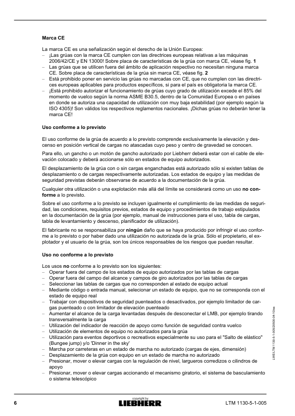Liebherr TM 1130 5.1 Crane Operators Manual ES - Image 7
