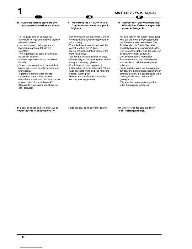 Manitou MRT 1432 M Series E-2 Telehandler Operators and Service Manual SN 411048 and Below - Image 12