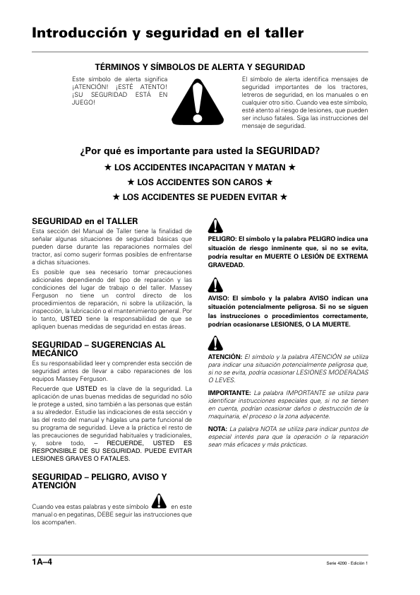 Massey Ferguson 4200 Series Tractor Service Manual ES - Image 10