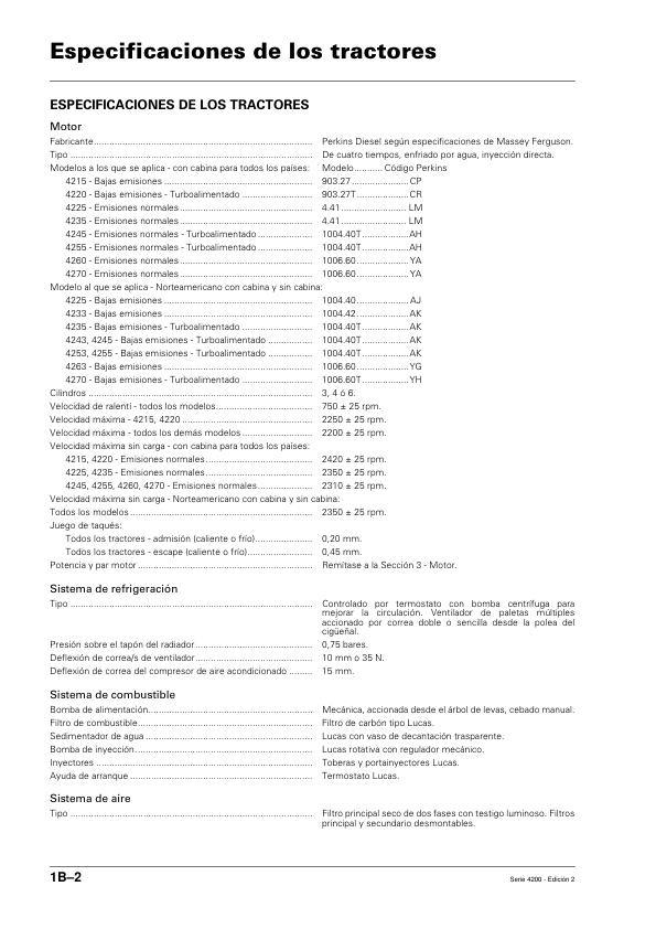 Massey Ferguson 4200 Series Tractor Service Manual ES - Image 6
