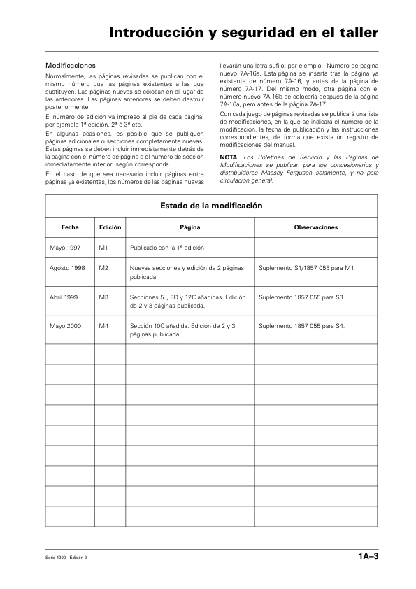 Massey Ferguson 4200 Series Tractor Service Manual ES - Image 9