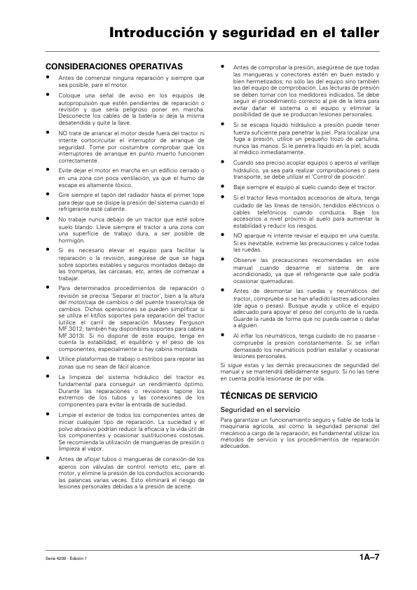 Massey Ferguson 4200 Series Tractor Service Manual ES - Image 4