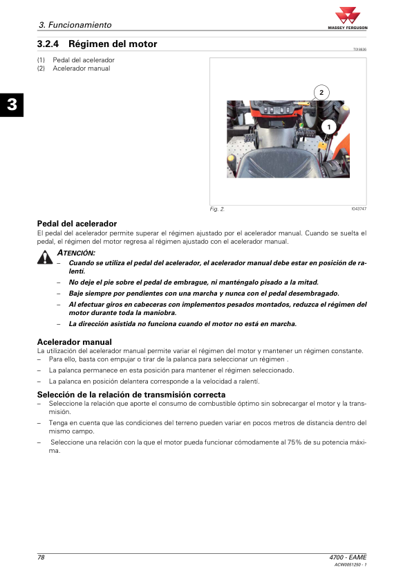 Massey Ferguson 4700 Series 4707 4708 4709 Tractor Operators Manual ES - Image 20