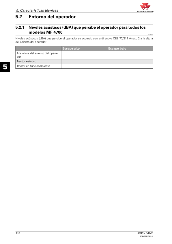 Massey Ferguson 4700 Series 4707 4708 4709 Tractor Operators Manual ES - Image 15