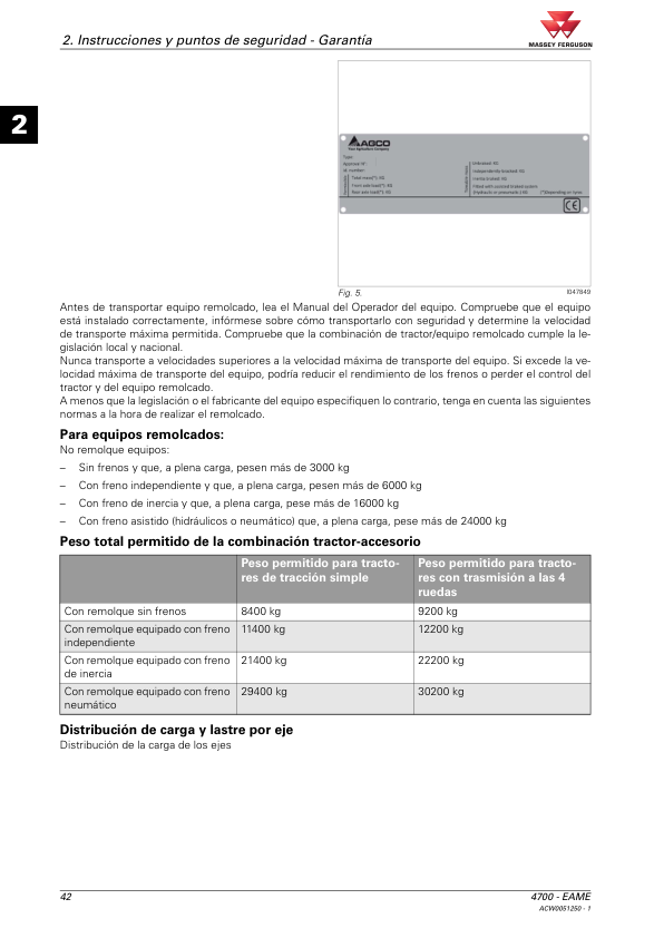 Massey Ferguson 4700 Series 4707 4708 4709 Tractor Operators Manual ES - Image 18